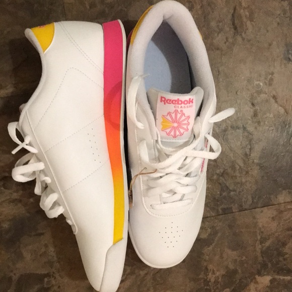 Reebok Women’s Princess Sneaker White/Pink/Yellow - Picture 5 of 13